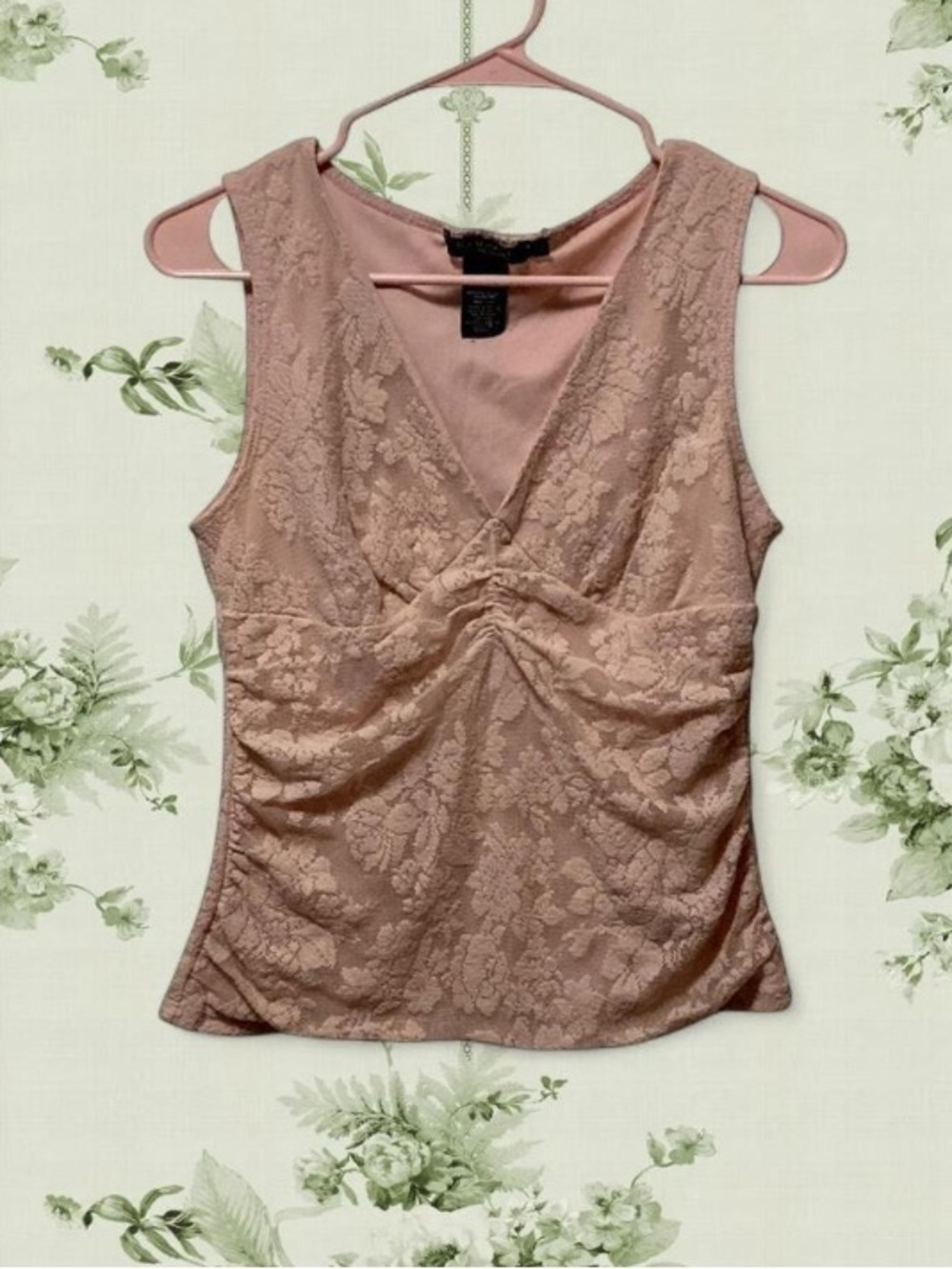 Blush Pink Rampage Lace Rouched Camisole